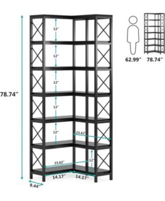 7-Tier Corner Bookcase with Metal Frame for Home Office Storage