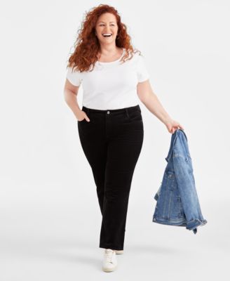 Style & Co - Plus Size High-Rise Straight-Leg Corduroy Pants