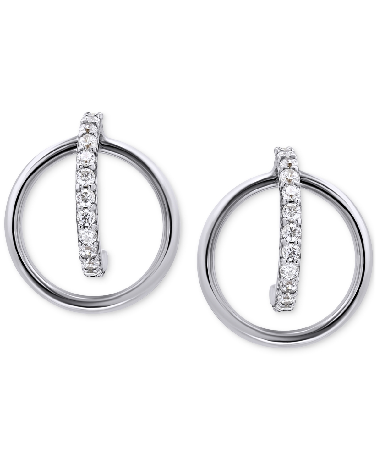 Giani Bernini Cubic Zirconia Orbital Hoop Earrings In Sterling Silver & 18k Gold-plate, Created For Macy's In Silver