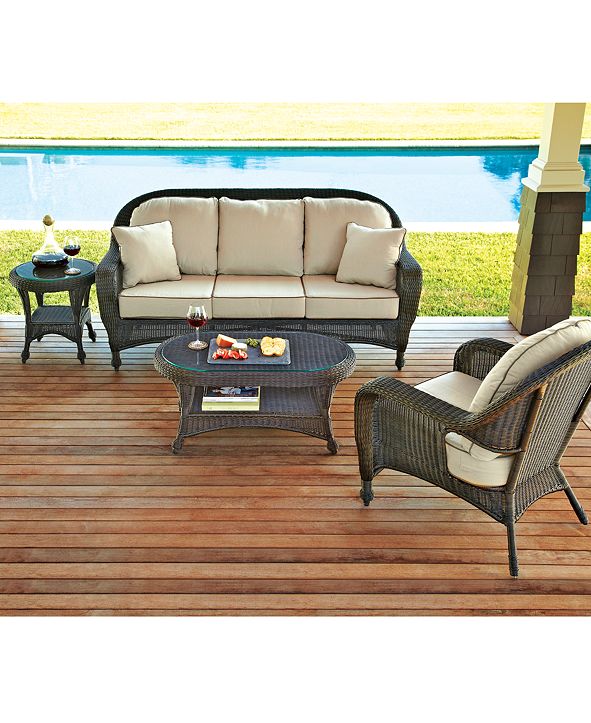 Furniture Monterey Wicker Outdoor Sofa with Sunbrella® Cushions