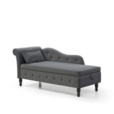 Luxurious Velvet Chaise with Storage and Accents
