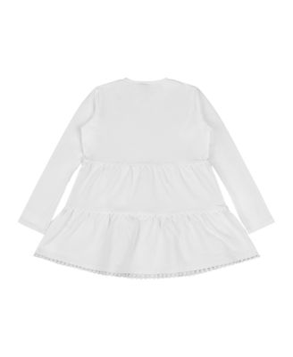 Little Girls Ruffle Hem Tiered Tunic and Legging Set - White/Black/Hello