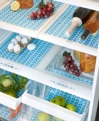 Fridge Liner Collection Non-Adhesive, Cut to Fit, 12x24", Bright Blue Herringbone, 6 Piece
