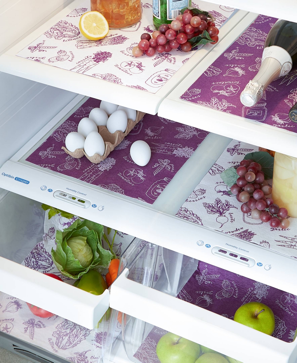 Shop Design Imports Fridge Liner Collection Non-adhesive, Cut To Fit, 12x24", Eggplant Market, 6 Piece