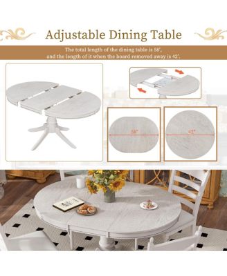 5-Piece Retro Extendable Dining Table Set