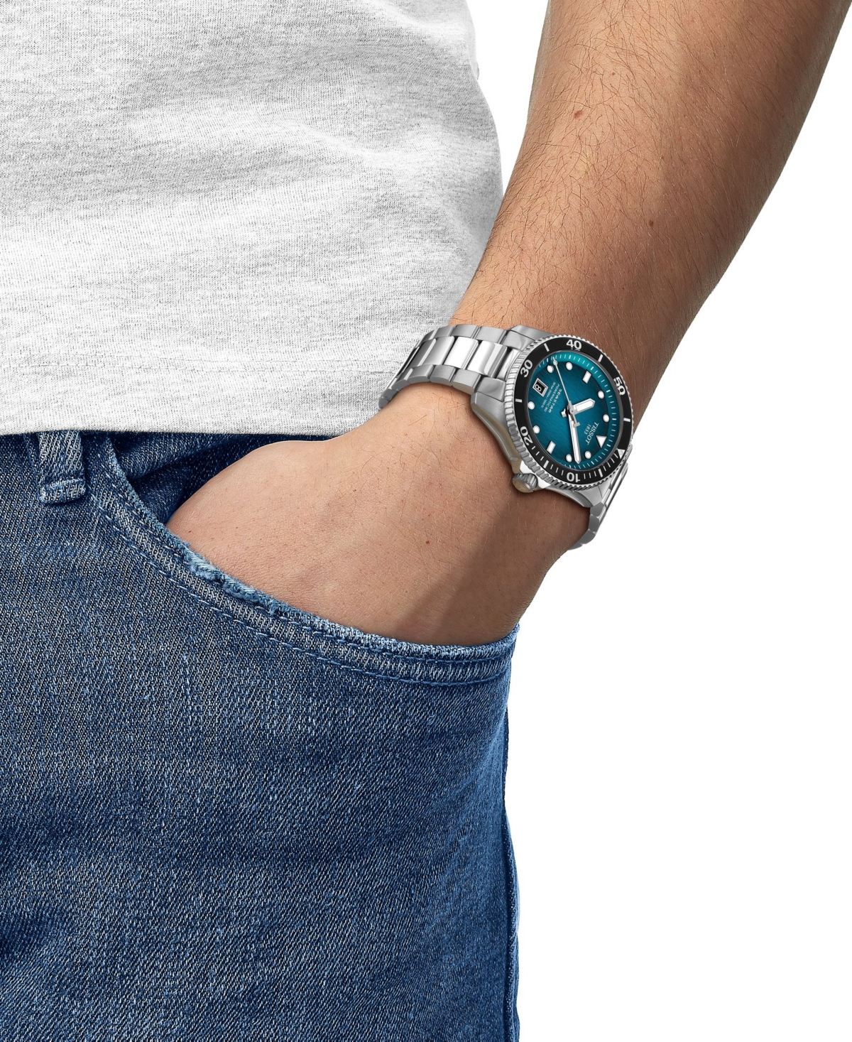 Tissot Men's Swiss Automatic Seastar 1000 Powermatic 80 Stainless Steel Bracelet Watch 40mm In No Color
