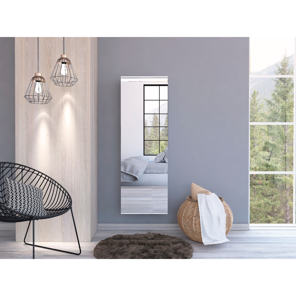 Streamdale Furniture Leto Wall Mounted Shoe Rack With Mirror, Single Door, Capacity For Ten Shoes - White