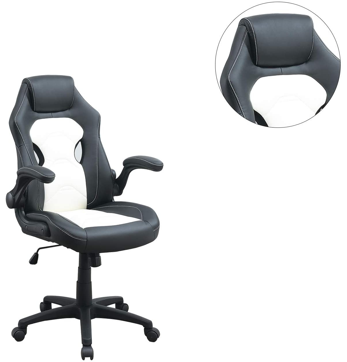 Streamdale Furniture Office Chair Upholstered Piece Comfort Chair Relax Gaming Office Chair Work Black And White Color