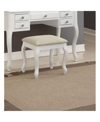 Simplie Fun White Vanity Set with Stool and Unique Legs