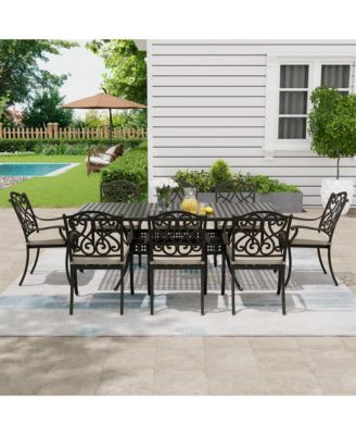 9 Pieces All-Weather Rectangular Outdoor Dining Set with Cushions