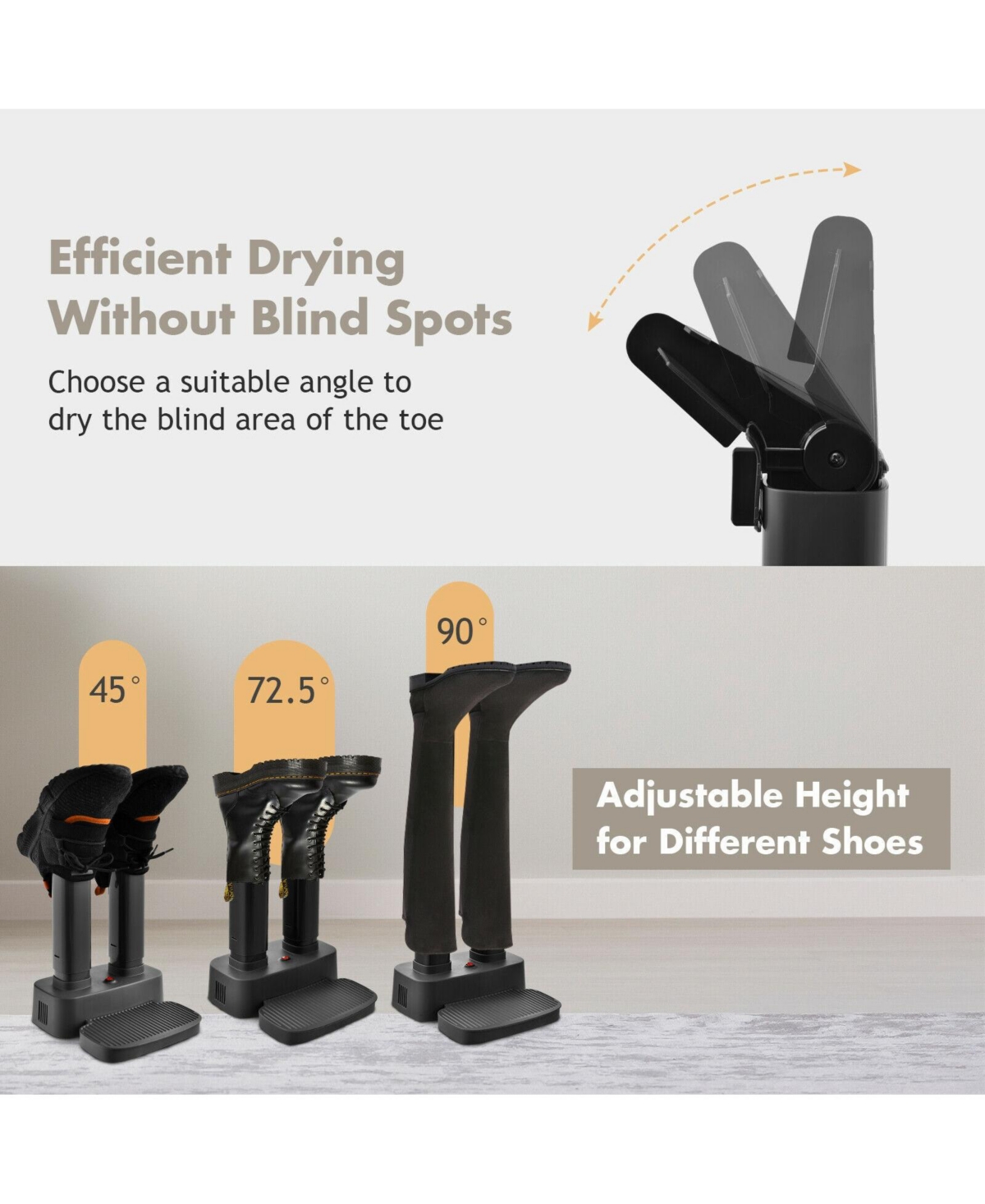 Slickblue 2-Shoe Electric Shoe Dryer with Portable Adjustable Warmer for Boots and Socks