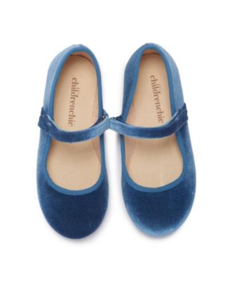 Girls Classic Velvet Mary Janes in Blue