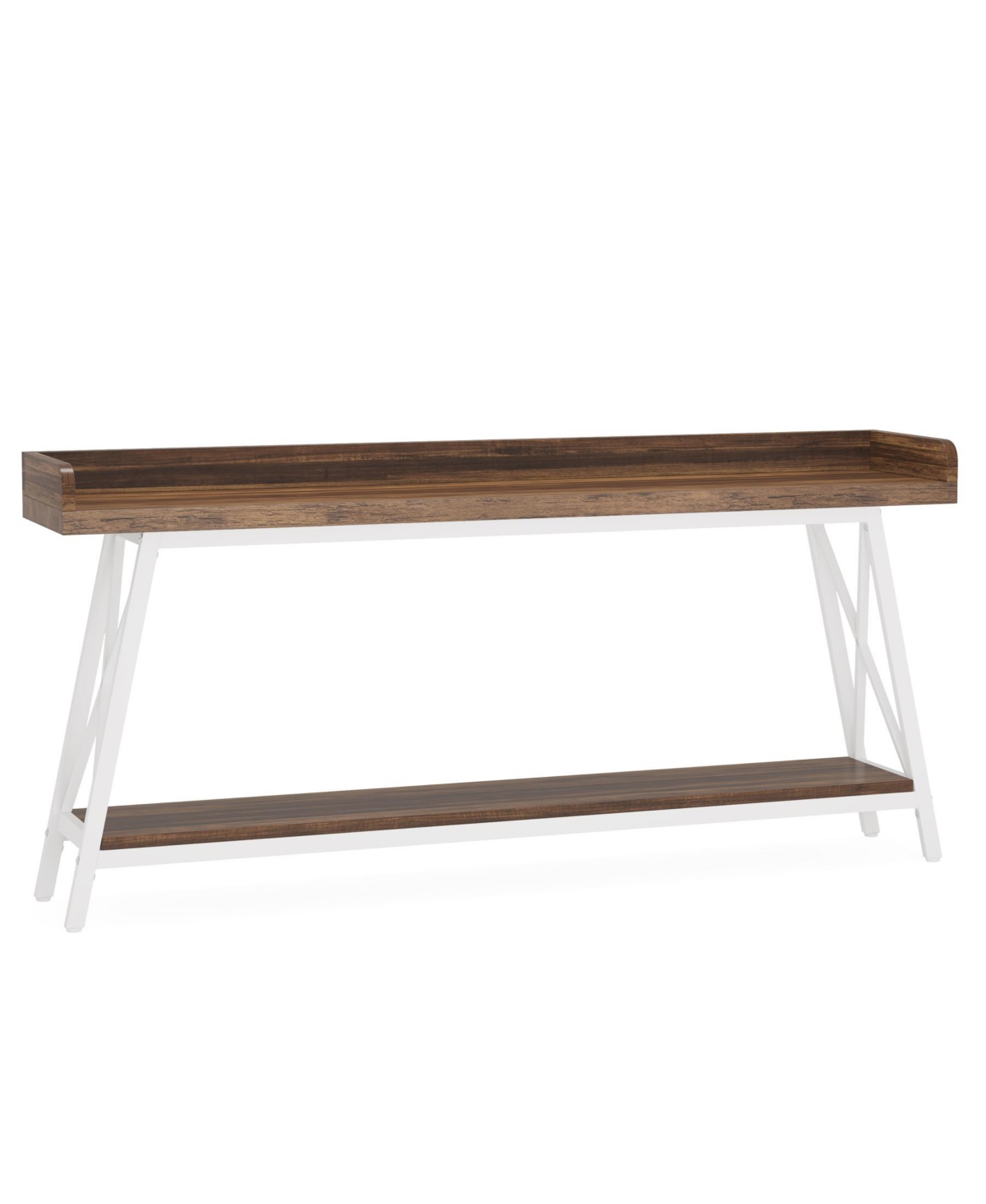 Tribesigns 63" Console Table, Farmhouse Entryway Table, Wooden Rectangular Sofa Table Behind The Couch, Rustic Brown