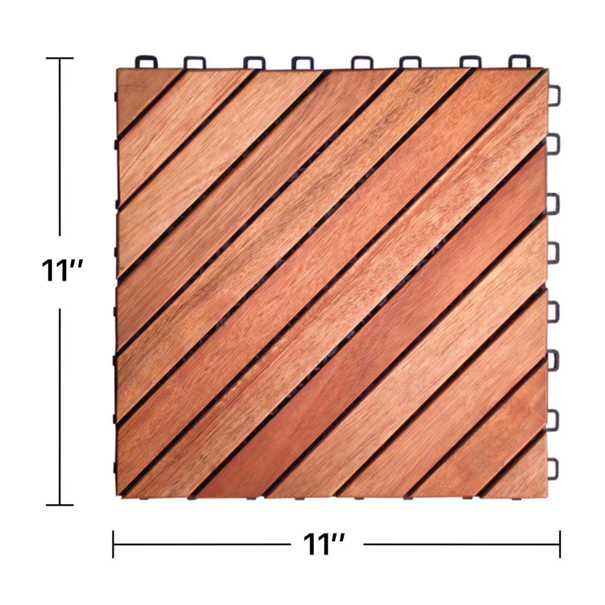 Streamdale Furniture Outdoor Patio 12-Diagonal Slat Eucalyptus Interlocking Deck Tile (Set Of 10 Tiles)