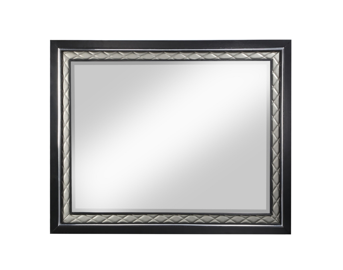 Streamdale Furniture Nicola Mirror Silver Pu &Finish - Black