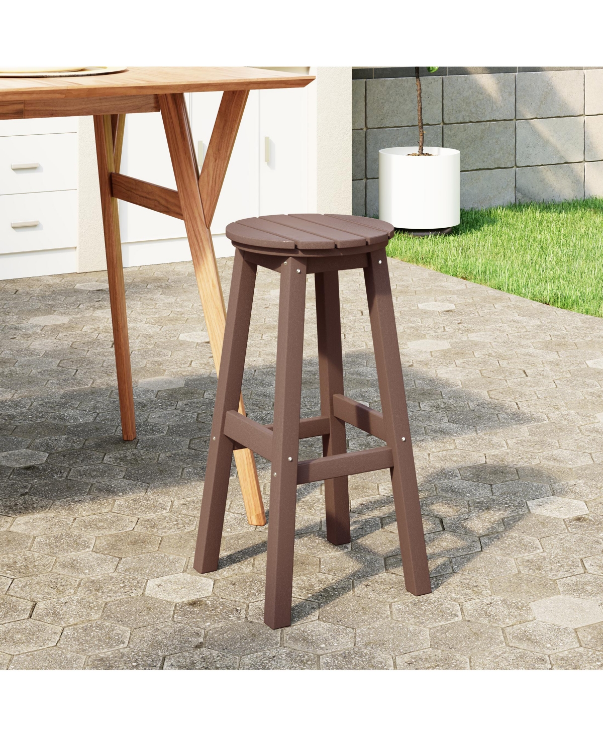 WestinTrends 29" Hdpe Outdoor Patio Round Bar Stool