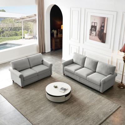  Linen Fabric Upholstered With Storage Sofa 2+3 Sectional