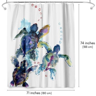 71x74 Coastal Shower Curtain - Baby Sea Turtles by Suren Nersisyan