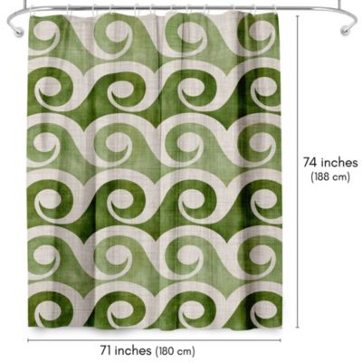  Retro Waves In Green by Modern Tropical Coastal Shower Curtain, 71x74