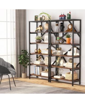 71" Industrial Metal 6-Shelf Etagere Bookcase Open Display Storage Freestanding Bookshelf for Home Office & Living Room