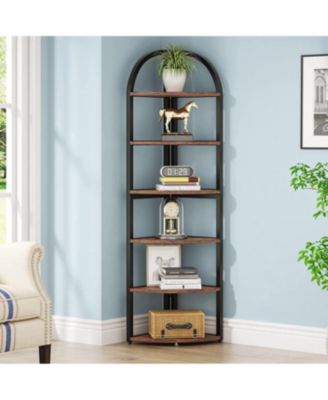 6 Tier Corner Shelf, 71 inch Tall Corner Bookshelf for Small Space, Rustic Plant Stand Display Rack for Living Room, Home Office,Kitchen