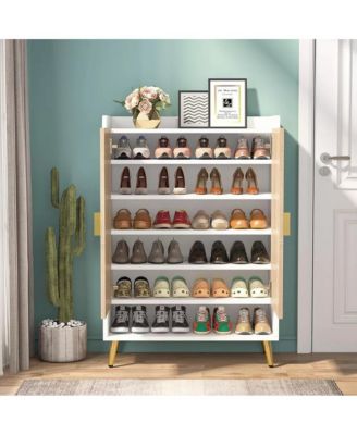 Shoe Cabinet with Doors, Entryway Shoe Storage Cabinet with Adjustable Shelves