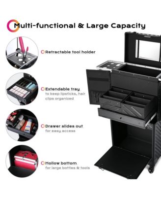 Rolling Makeup Case Trolley Cosmetic Organizer Hair Stylist Salon
