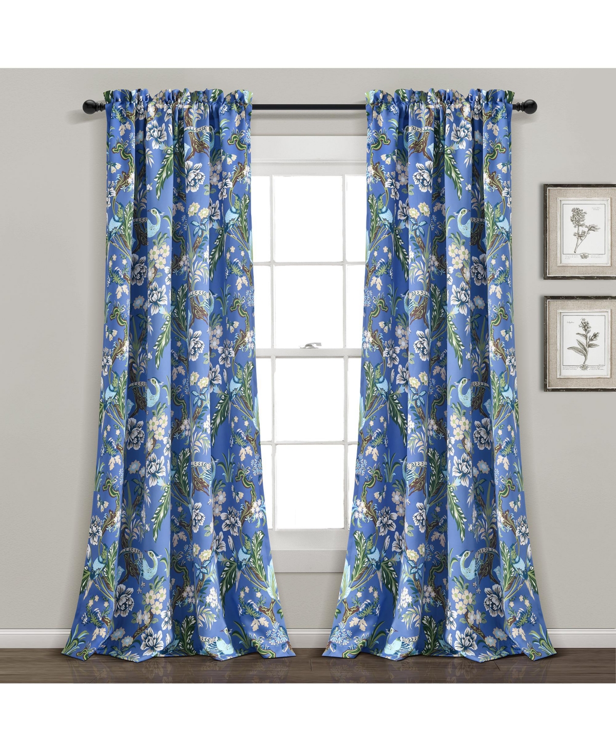 Dolores Light Filtering Window Curtain Panels - Blue