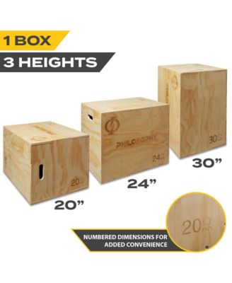 3 in 1 Wood Plyometric Box -  30" x 24" x 20" Jumping Plyo Box for Training and Conditioning