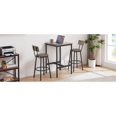 Bar Table Set with 2 Backrest Bar Stools