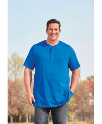 Big & Tall Shrink-Less Longer Length Lightweight Henley T-Shirt