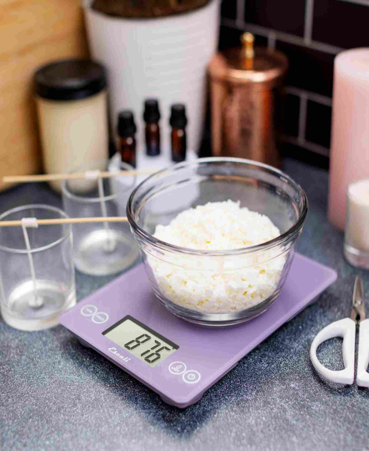 Escali Arti Classic Up To 15lbs. Glass Digital Kitchen Scale And 50% Larger Display In Violet