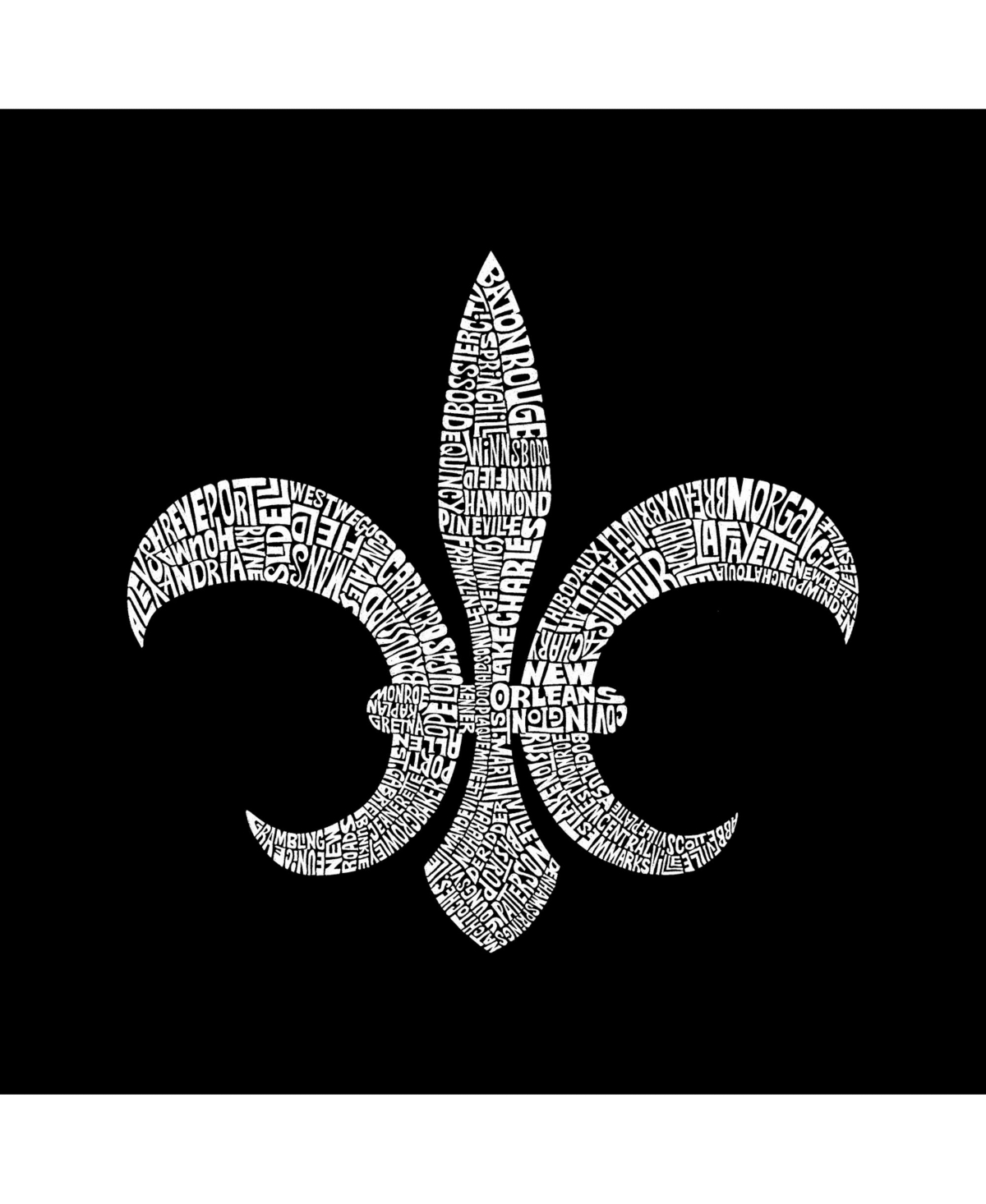 La Pop Art Girls Word Art Long Sleeve - Fleur De Lis - Popular Louisiana Cities