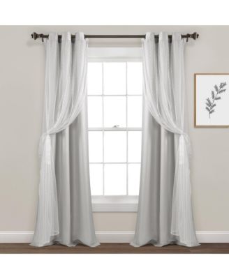 Cottage Polka Dot Sheer Window Curtain Panels Including Tieback