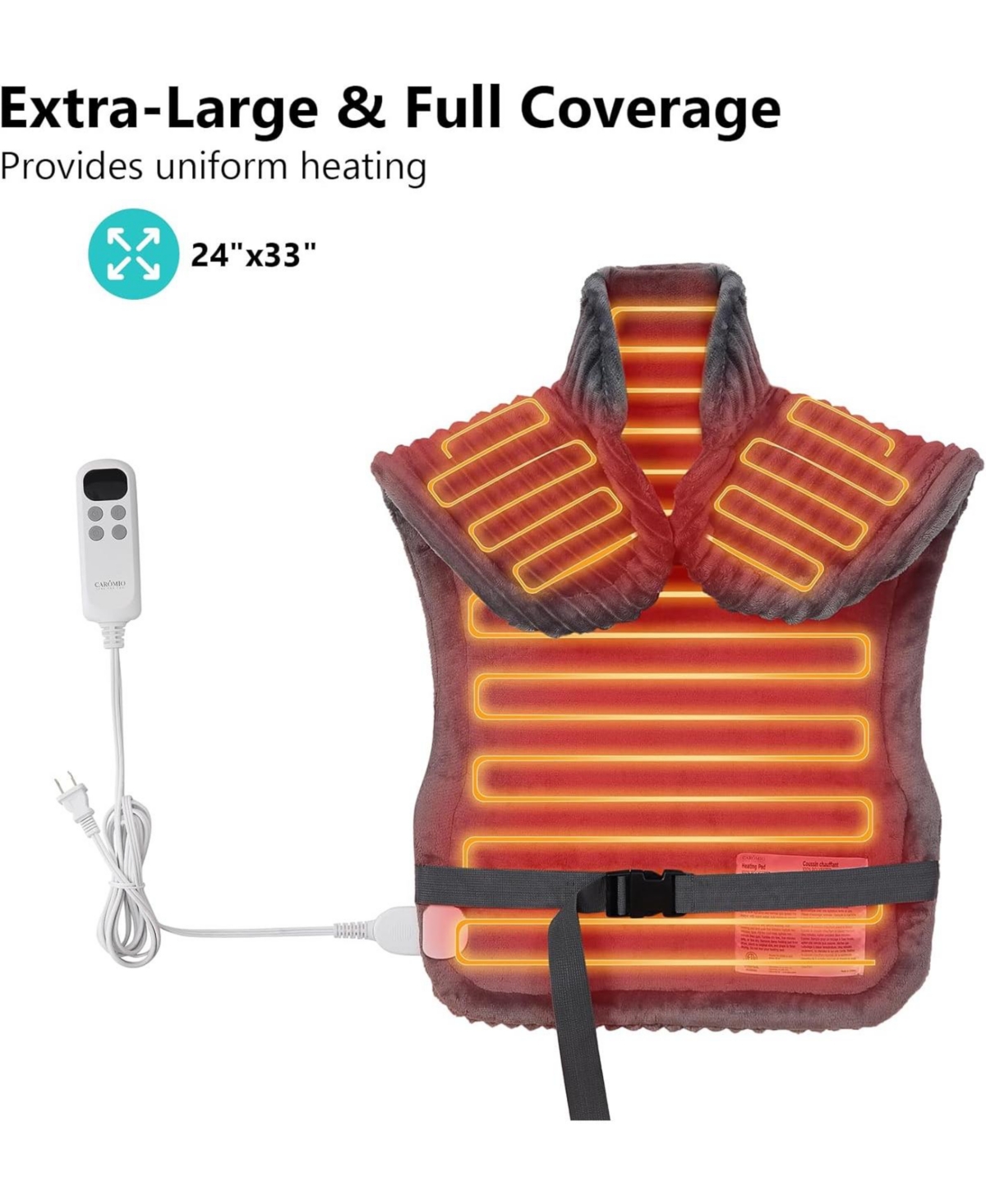 Caromio Weighted Electric Heating Pad for Neck and Shoulders, 24
