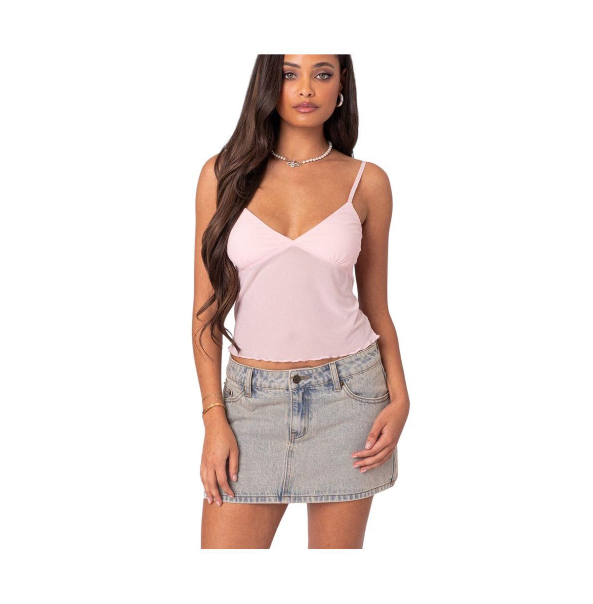 Women's Serafina Sheer Mesh Tank Top - Pink