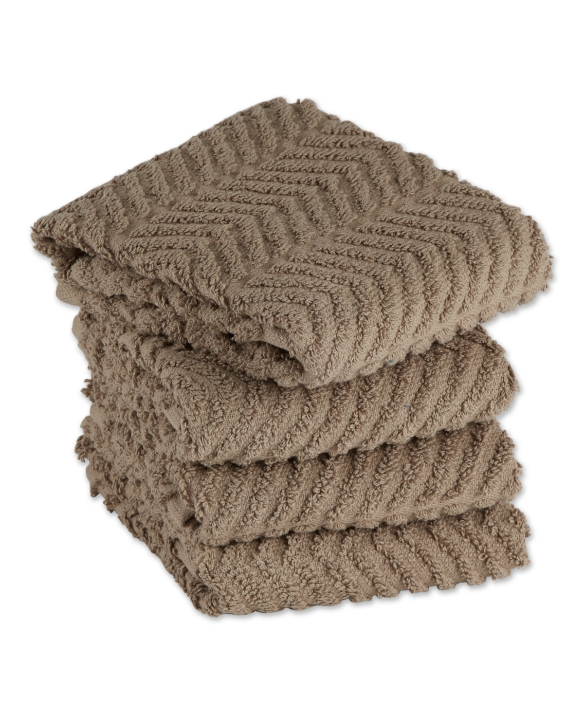 Design Imports Luxury Bar Mop Collection Chevron Dishtowel Set, 16x19", Stone, 4 Piece In Stone