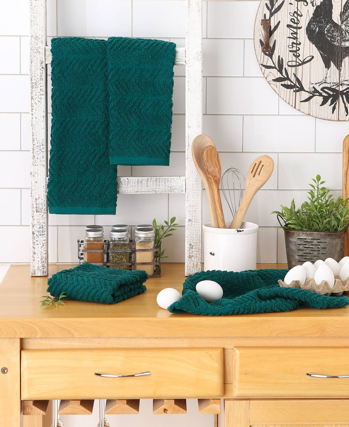 Design Imports Luxury Bar Mop Collection Chevron Dishtowel Set, 16x19