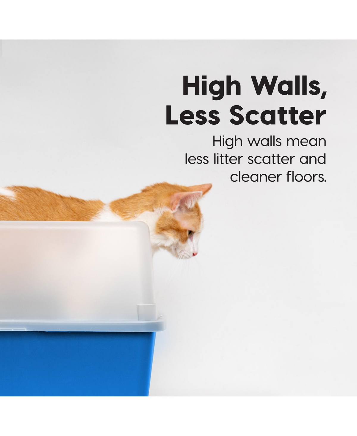 Iris Usa Usa Open Top Cat Litter Tray with Scoop and Scatter Shield, Cat Litter Pan,- Blue