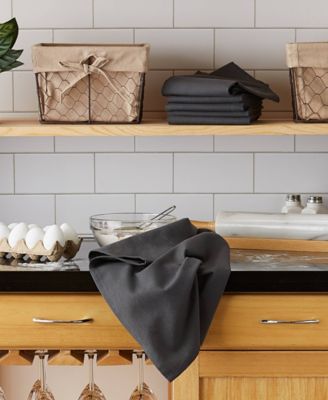 Basic Solid Dishtowel Collection Cotton Flat Woven, Small Set, 18x28", Mineral, 6 Piece