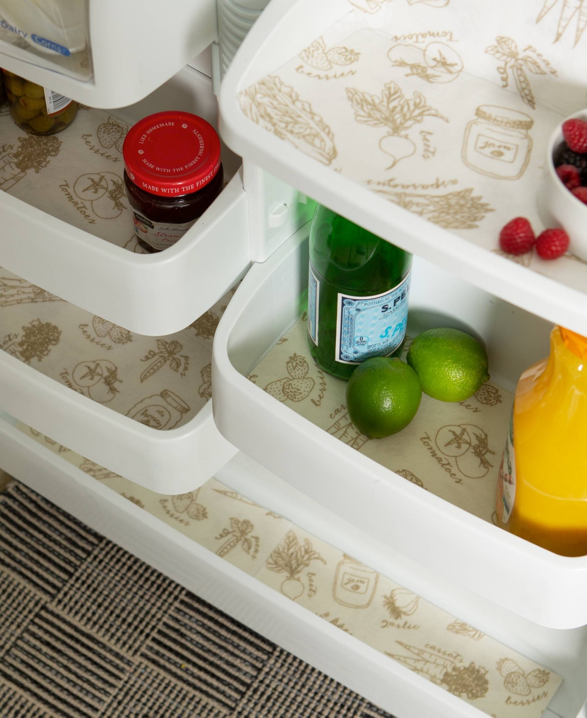 Design Imports Fridge Liner Collection Non-adhesive, Cut To Fit, 12x24", Cream Market, 6 Piece In Cream Marke