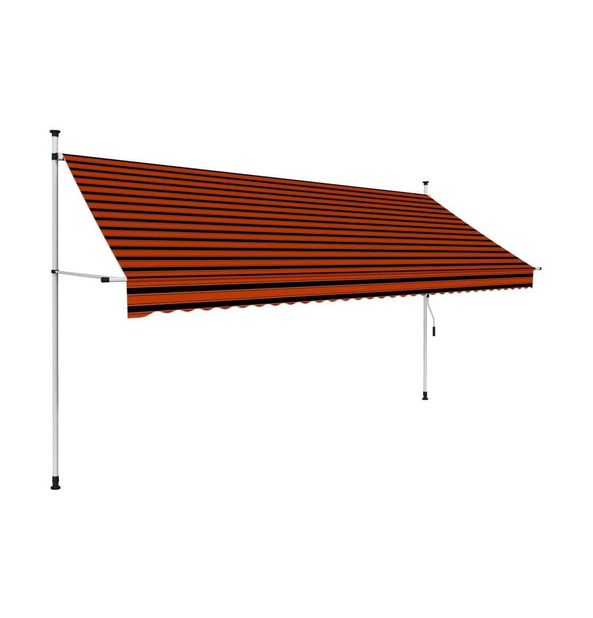Manual Retractable Awning 137.8" Orange and Brown - Open Miscellaneous