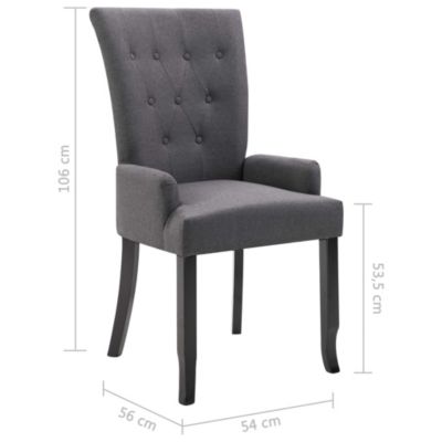 Dining Chair with Armrests Dark Gray Fabric