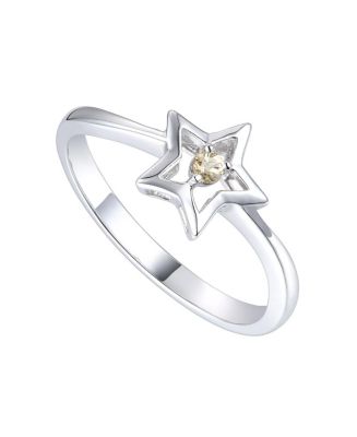 GiGiGirl Sterling Silver White Gold Plated with Yellow Tourmaline CZ ...