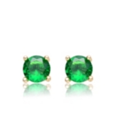 GiGiGirl Adorable 14K Gold Plated Emerald Green Cubic Zirconia Stud Earrings for Teens - Green