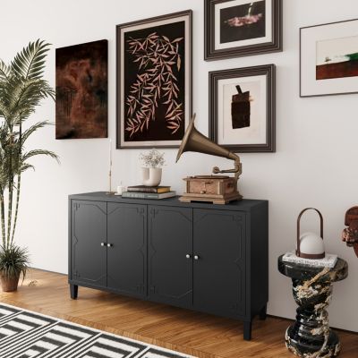 Streamdale 4-Door Matte Black Accent Cabinet for Multiple Rooms