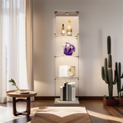 Glass Display Cabinet with 4 Lighted Shelves