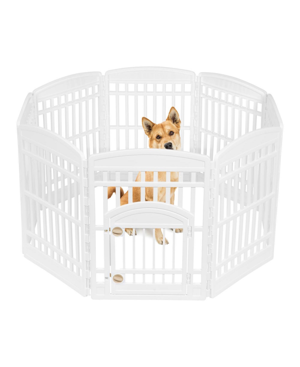8-Panel 34-inch Exercise Pet Playpen with Door, White - White