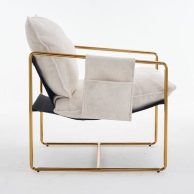 Streamdale Gold-plated Upholstered Armchair with Arm Pockets