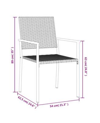 Garden Chair Set of 2 Black PE rattan, powder-coated steel